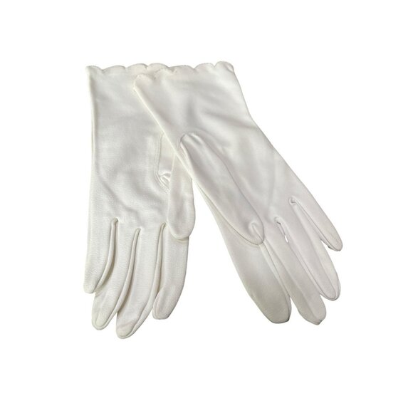 NEW Old Stock Leather Tailored Crescendoe White Fabric Gloves Size 6.5 Vtg 50s - Picture 6 of 6